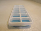 Standard Ice Cube Tray With Lid 14 Cubes White/Blue -- New
