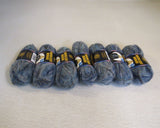 Lion Brand Yarn Midnight Mohair Yarn 7 Skeins 82 Yards Each Blue/Silver/Metallic -- New