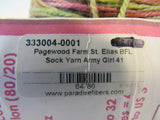 St. Elias Pagewood Farm Hand Dyed Sock Yarn 1 Ball 450 Yards Pink/Green/Brown -- New