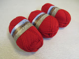 Ashford 8Ply Yarn Red 3 Skeins 218 Yards Each 100% New Zealand Wool -- New