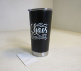 MugHeads 20-oz Double Wall Thermal Tumbler Black/Silver Frost Stainless Steel -- New