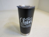 MugHeads 20-oz Double Wall Thermal Tumbler Black/Silver Frost Stainless Steel -- New