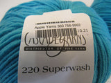 Cascade Yarns 220 Superwash Yarn Turquoise 2 Balls 220 Yards Each -- New