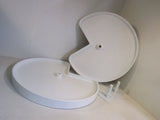 Lazy Daisy 28-in Kitchen Cabinet Lazy Susan Rotating Tray Pie Cut Set of 2 White -- Used