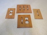 Amer Tac Outlet & Switch Device Cover Plates Lot of 4 Natural Oak -- Used