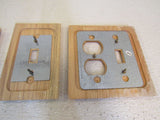 Amer Tac Outlet & Switch Device Cover Plates Lot of 4 Natural Oak -- Used