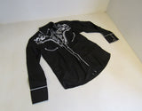 Daupanzees Western Dress Shirt Black/White Stitching Male Size M -- New