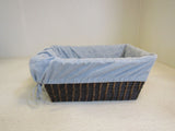 KIDSLine Bamboo Basket with Cloth Liner 13.5in x 9.5in x 6in Brown/Baby Blue -- Used