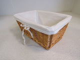 Designer Bamboo Basket with Cloth Liner 12in x 8.5in x 5.5in Tan/Cream -- Used