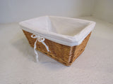 Designer Bamboo Basket with Cloth Liner 12in x 8.5in x 5.5in Tan/Cream -- Used