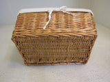 Designer Bamboo Basket with Cloth Liner 12in x 8.5in x 5.5in Tan/Cream -- Used