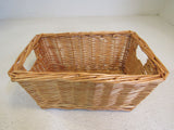 Designer Bamboo Basket with Cloth Liner 12in x 8.5in x 5.5in Tan/Cream -- Used