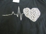 Blackmyth Graphic T-Shirt Black Leopard Heartbeat Design Female Size XL -- New