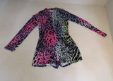 Designer Romper Jumpsuit Leopard Rainbow Print Black/Multicolored Female Size M -- New