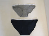 Tommy Hilfiger Brief 2 Pack 1 Gray 1 Navy Bikini Cut Cotton Female Size L -- New