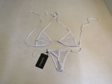 Sherrylo Swimwear Thong Fishnet Bikini G String See Through White Female Size S -- New