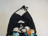 Cupshe Swimsuit One Piece Black/Multicolored Flowers Nylon Female Size M -- New