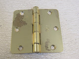 Standard 3-1/2-in Door Hinge 3 Hole Rounded Corners 1/4-in Radius Gold -- Used