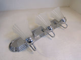 Standard Bathroom Fixture Wall Mount Light 3 Bulbs 24in x 8in Chrome/Frosted -- Used