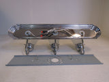 Standard Bathroom Fixture Wall Mount Light 3 Bulbs 24in x 8in Chrome/Frosted -- Used
