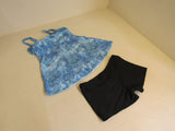 Designer Tankini Swimsuit Blue/Black Padded Top 2 Piece Polyester Female Size M -- New