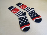 Designer Long Patriotic Socks USA Flag Red White Blue Stars and Stripes Unisex -- New