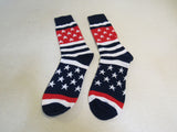 Designer Long Patriotic Socks USA Flag Red White Blue Stars and Stripes Unisex -- New