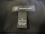 INC Blouse Black Lace Up Front Polyester Female Size 8 -- Used