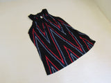 INC Blouse Black with Red/Blue/White Stripes Polyester Female Size S -- Used