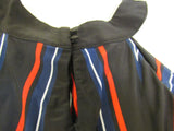 INC Blouse Black with Red/Blue/White Stripes Polyester Female Size S -- Used
