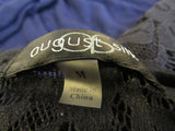 august silk Blouse Navy/Black Lace Top Female Size M -- Used