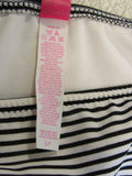Victoria Secret Swim Bikini Bottoms Black & White Nylon Female Size S Striped -- Used