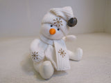 First & Main Inc Marshmallow Plush Snowman Off White Gold Snowflakes 3+ 5420XS1414 -- Used