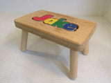 One Step Around Jake Stool Natural Painted Wood Letters 112-011923 -- Used