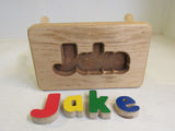 One Step Around Jake Stool Natural Painted Wood Letters 112-011923 -- Used