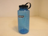 Nalgene 32-oz Water Bottle Wide Mouth Blue Attatched Lid BPA Free 120-011923 -- Used