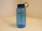Nalgene 32-oz Water Bottle Wide Mouth Blue Attatched Lid BPA Free 120-011923 -- Used