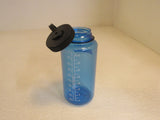 Nalgene 32-oz Water Bottle Wide Mouth Blue Attatched Lid BPA Free 120-011923 -- Used