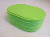 Tupperware Fidge Stackable Deli Meat Keeper Lime Green 3 Compartment 134-011923 -- Used