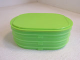 Tupperware Fidge Stackable Deli Meat Keeper Lime Green 3 Compartment 134-011923 -- Used
