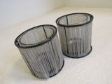 Designer Candle Holder Set of 2 Silver/Black Metal Fringe Chain 160-011923 -- Used