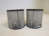 Designer Candle Holder Set of 2 Silver/Black Metal Fringe Chain 160-011923 -- Used