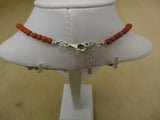 Designer Fashion Necklace 16-17in L Beaded/Strand Peace Dangle Female Red/Silver -- Used