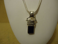 Designer Fashion Necklace 15in L Drop/Dangle Chain/Link Metal Adult Silver/Black -- Used