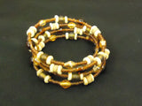 Designer Fashion Bracelet Beaded/Strand Wood Metal Female Adult Browns -- Used