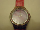 Signature Watch Analog Casual Leather Band Female Adult Pinks -- Used