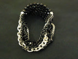 Designer Fashion Bracelet Beaded/Strand Metal Plastic Female Adult Black/Silver -- Used