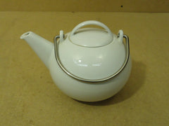 Soholm Kettle Circo 7in H x 7in Diameter White Danmark Porcelain -- Used