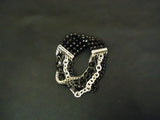 Designer Fashion Bracelet Beaded/Strand Metal Plastic Female Adult Black/Silver -- Used