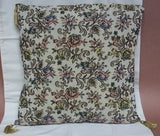 Custom Made Throw Pillow Beige Floral Brocade 16in x 16in  * Fabric  -- Used